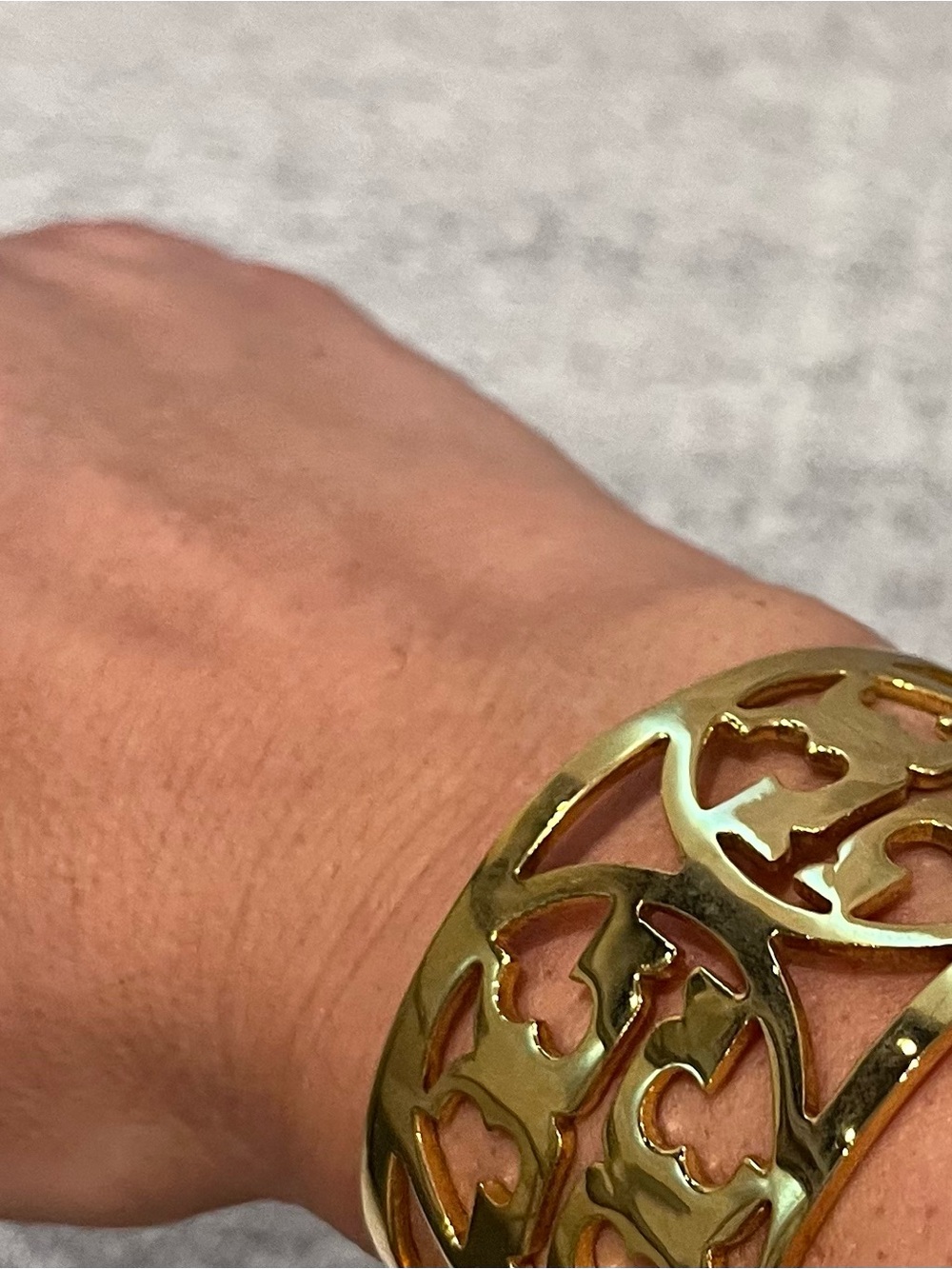 Tory Burch Gold Cutout Floral Cuff Bracelet - Women's Jewelry